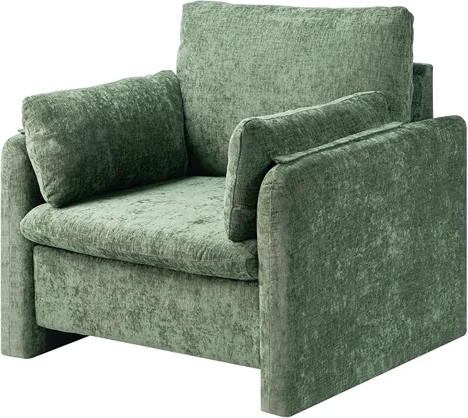 VEVOR Oversized Accent Chair, Armchair with Padded Arms, Comfy Single Sofa Chair, Modern Reading Lounge Chairs for Living Room, Bedroom, Green
