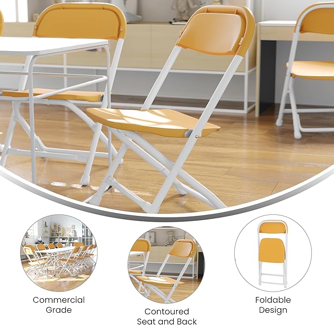 Flash Furniture 2 Pk. Kids Yellow Plastic Folding Chair
