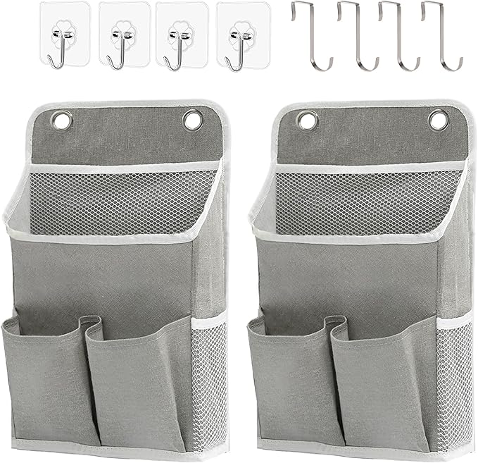 Hanging Basket for Organizing, Wall Organizer with Pockets and Over The Door Organizer，Can for Home, Closet, Office and Camper (2 Grey)