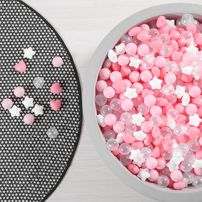 GOGOSO Ball Pit Balls,Plastics Balls for Ball Pit, Stars Hearts Shape for PastelBall for Toddlers Kids