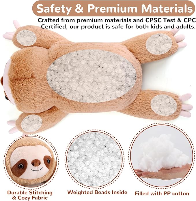 Sloth Weighted Stuffed Animals - 22 Inch 4.5 Pounds Weighted Plushies Sloth Stuffed Animals - Big Plush Pillow - Cute Plush Toys Gifts for Kids & Adults (22" 4.5 lbs)