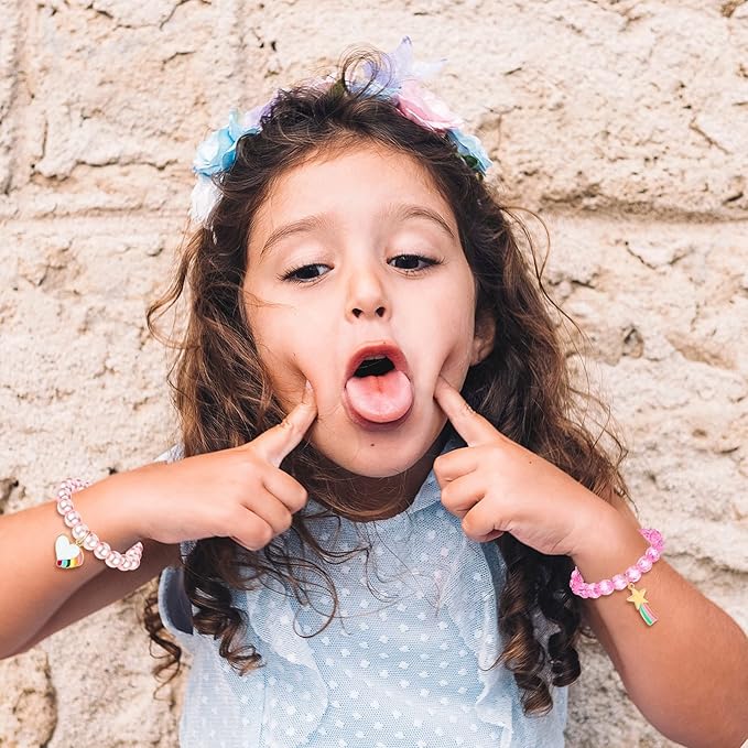 Hicarer 9 Pieces Unicorn Girls Bracelets for Toddler Little Girls Rainbow Bracelets Princess Colorful Cute Beaded Jewelry for Gift Goodie Bag Stuffers Birthday Party Favors(Fresh Style)