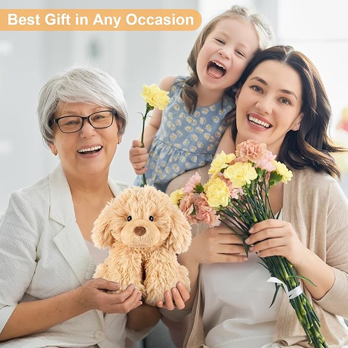 Warmable Golden Retriever Plush Toy, Microwavable Stuffed Animal Heating Pads for Period & Stress Relief, Lavender Dog Stuffed Animal for Anxiety, Bedtime, Puppy Plushie Gifts for Kid Women