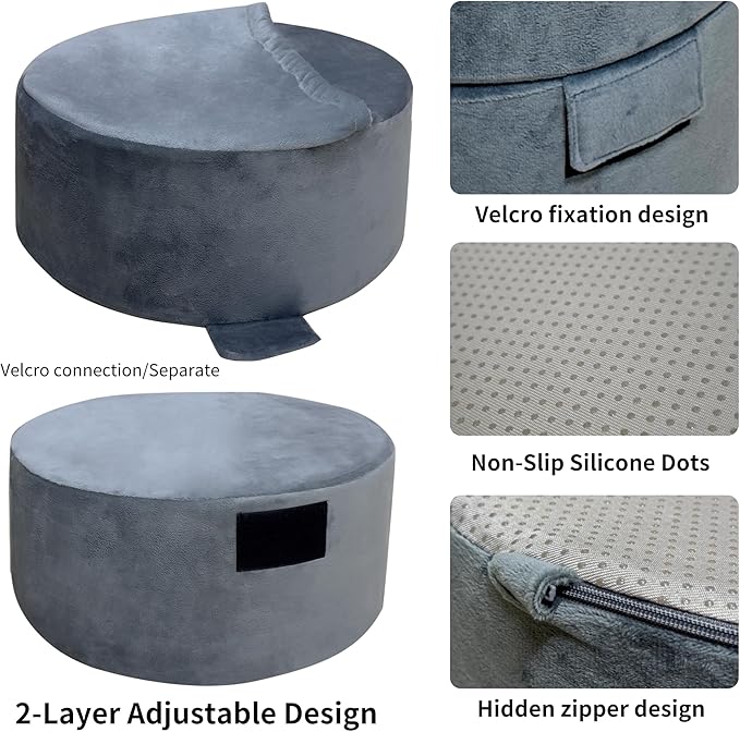 Eiury Foot Rest for Under Desk at Work – Extra Tall 2-Layer Adjustable Leg Support with Cozy Foot Pocket, High-Density Foam & Washable Dutch Velvet Cover for Short People, Office, Home & Gaming