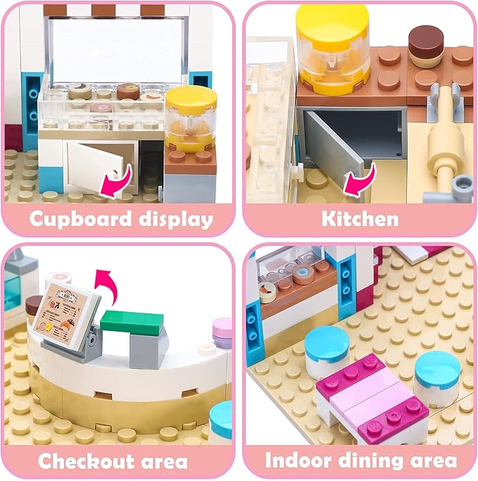 BRICK STORY Dream Girls Friends Bakery Building Sets 348 Pieces Cake Shop Baking Building Toys Dessert Store Construction Toys Christmas Birthday Gift for Kids Aged 6-12 and Up
