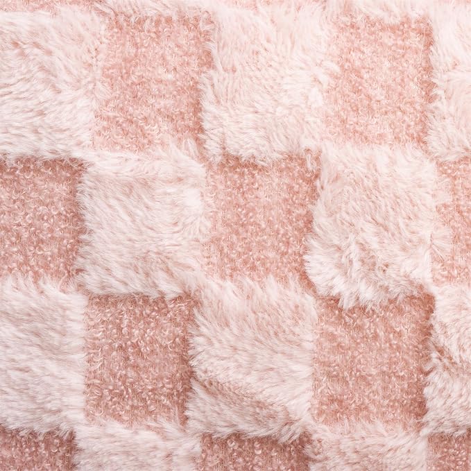 Aimuan Checkered Reading Pillow Bed Rest Wedge Backrest Checkerboard Pillow with Arms Back Support for Sitting Up in Bed Cushion Incline Rest Sleeping Snoring Pillow (Pink,Large)