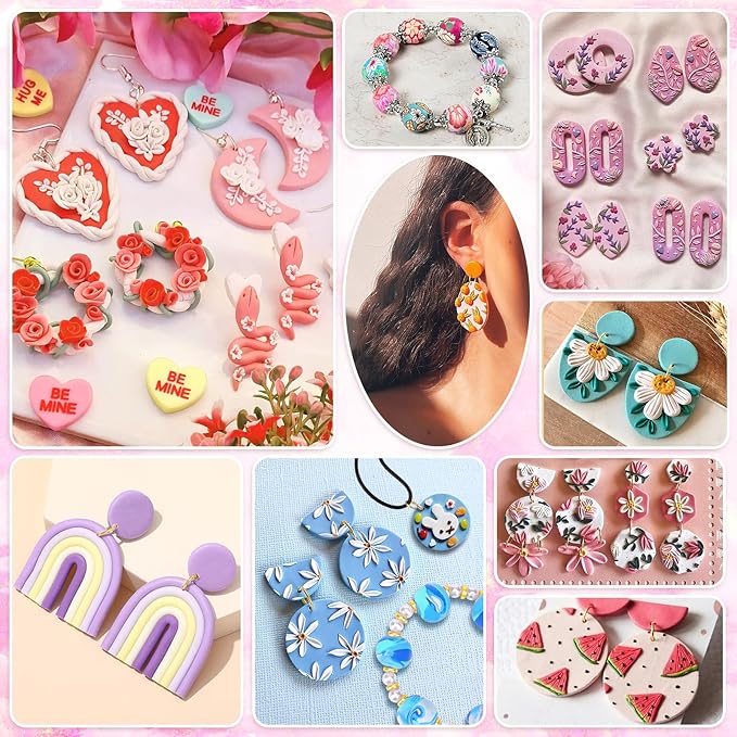 CGBOOM 527Pcs Polymer Clay Earring Making Kits, 3 in 1 Clay Kit Earring and Bracelet Making Kit, Polymer Clay kit for Adults Teens Girls