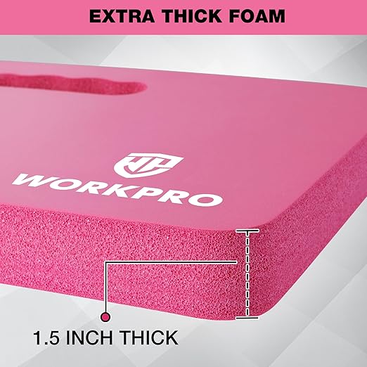 WORKPRO Extra Thick Kneeling Pad, Soft Foam Cushioning for Knee, Large Foam Kneeler Mat for Gardening, Bathing Baby, Workout Supplies, 17.5 x 11 x 1.5 in, Pink