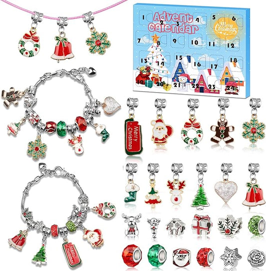 Advent Calendar 2024 Girls, Jewelry Making Kit Charm Bracelet Advent Calendar for Kids Countdown to Christmas, DIY Christmas Arts and Crafts for Girls Age 4-12, Teenagers, Teens Girl, Adults, Women