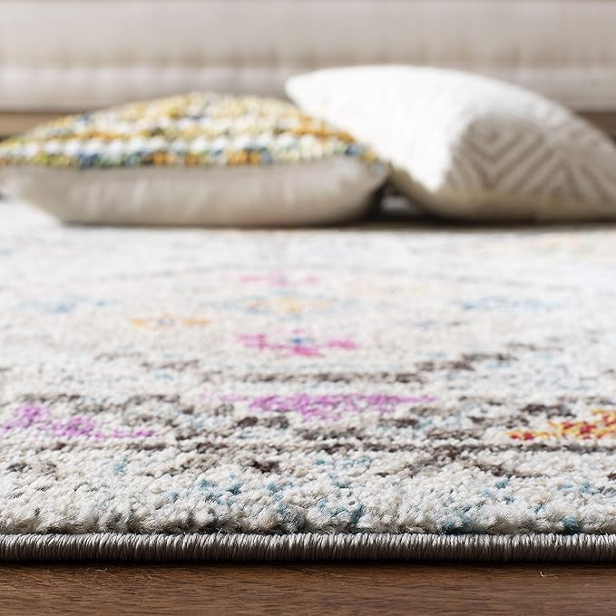 SAFAVIEH Madison Collection Runner Rug - 2'2" x 16', Grey & Yellow, Boho Diamond Distressed Design, Non-Shedding & Easy Care, Ideal for High Traffic Areas in Living Room, Bedroom (MAD418F)