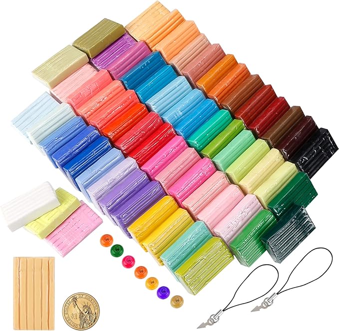 CiaraQ Polymer Clay-Oven Baked Modeling Clay with Sculpting Tools, 60 Colors, 4.7 lbs