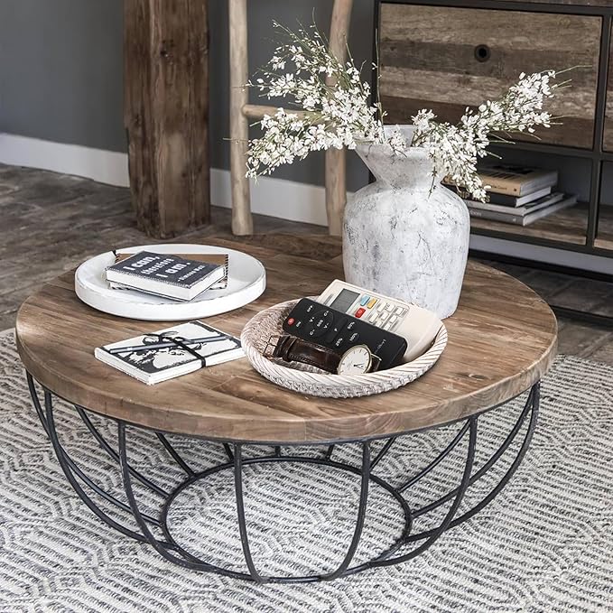 Hipiwe Small Key Basket Bowl for Entryway 7.6" Round Woven Wicker Basket Fruit Serving Tray Woven Basket Wall Decor Rattan Organizer Basket for Keys, Wallet,Whitewash