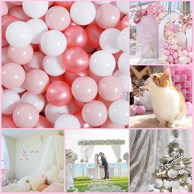 GOGOSO Ball Pit Balls 100 - Crushproof Plastic Balls for Babies Toddlers Kids Children for 1 2 3 4 5 Years Old,2.15inches Red Pink White