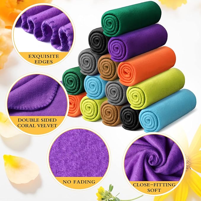 Kinlop Fleece Blanket Bulk 60 x 50 Inch Soft Lightweight Fleece Cozy Blanket Warm Throw Plush Pet Throw for Bed Couch Sofa Home Office Wedding Gifts Travel Camping (Fresh Color,80 Packs)