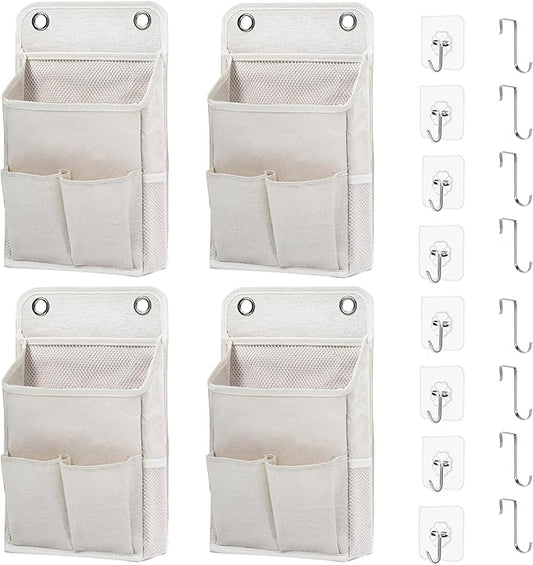 Hanging Basket for Organizing, Wall Organizer with Pockets and Over The Door Organizer，Can for Home, Closet, Office and Camper (4 White)