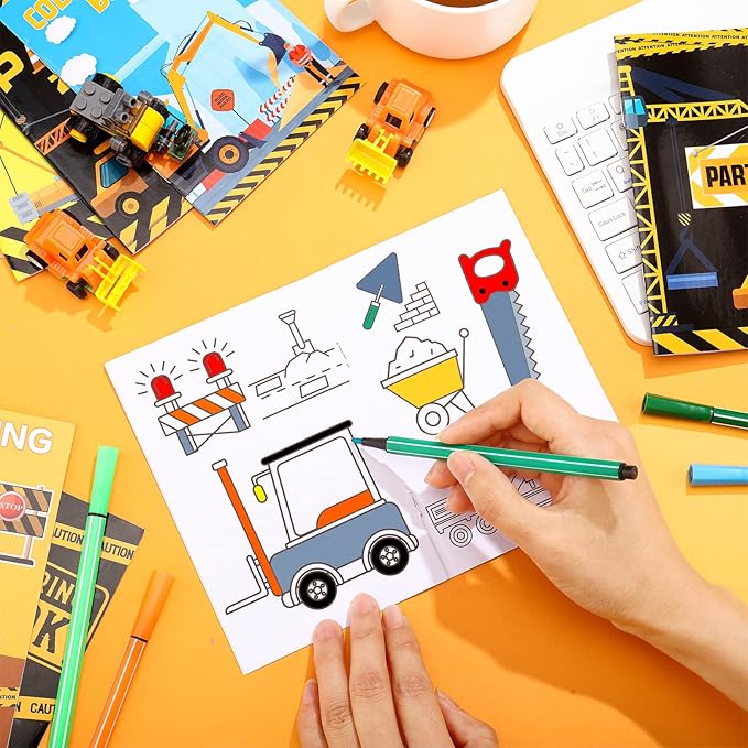 Estune 40 Pcs Coloring Books Party Favor for Kids Coloring Book Set Mini Small Color Booklets Goodie Bag Stuffers Gift Classroom Home(Construction Trucks)