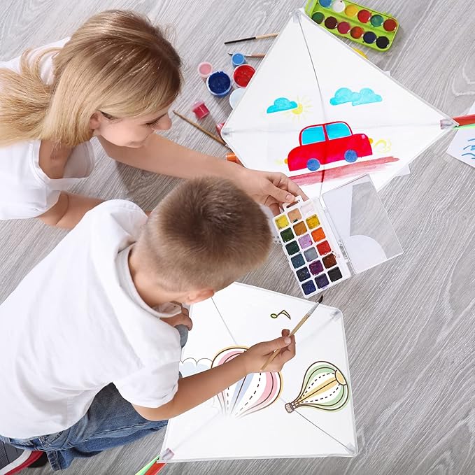 20 Packs DIY Kites for Kids Kite Making Kit Bulk Make a Kite Kit Easy Flying Kites Make Your Own Kite Kit Decorating Coloring Kite Party Pack Color Your Own Arts and Crafts Outdoor Activities Supplies