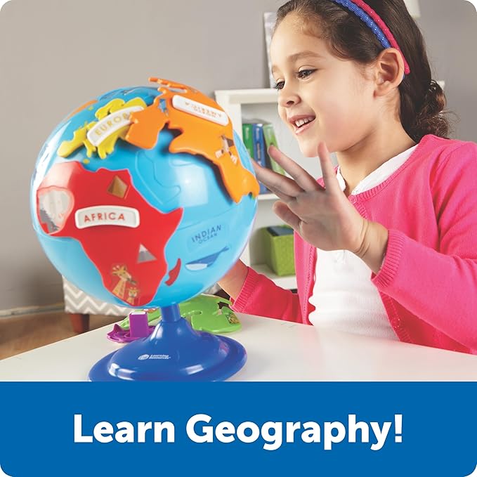 Learning Resources Puzzle Globe - 14 Pieces, Ages 3+ Preschool Learning Toys for Boys and Girls, Earth Globe for Kids
