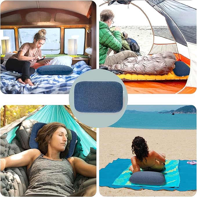 Orynvaux Memory Foam Camping Pillow - Lightweight & Portable Small Travel Pillow for Airplane & Train Travel, Camping, Backpacking, Removable Washable Cover, Easy to Clean, Includes Storage Bag