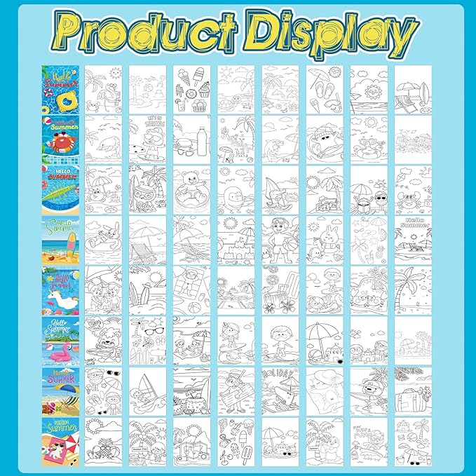 Estune 40 Pcs Coloring Books Summer Beach Party Favor for Kids Coloring Book Set Mini Small Coloring Books Goodie Bag Stuffers Gift Classroom Home