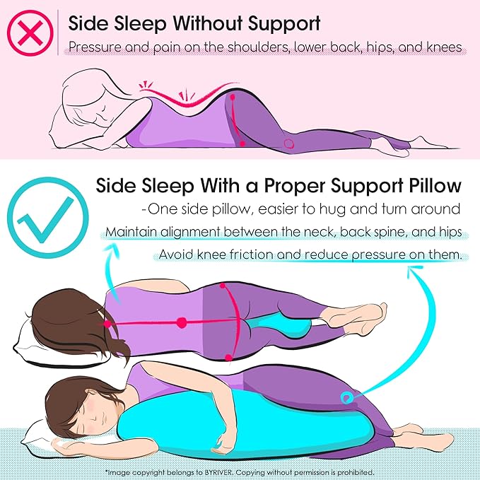 BYRIVER C Shaped Pregnancy Pillow with Cover, Knee Pillow for Side Sleeper Knees Legs HIPS Pain, Leg Pillow Elevation for Lower Back Pain, Versatile Small Body Pillow for Sleeping(Dino)