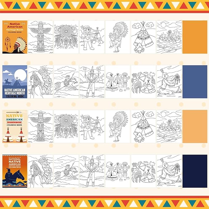 24 Pcs Native American Heritage Month Coloring Book Bulk Heritage Month Coloring Book Heritage Month Western Coloring Book Mini DIY Art Drawing Book for Gifts Party Supplies