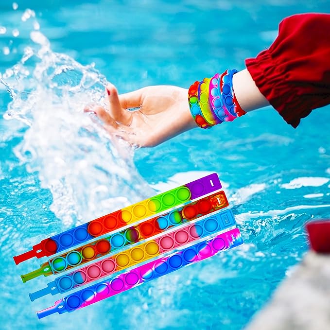 60PCS Pop Fidget Bulk Bracelets Toys, Fidget Popper Bracelet Pack, Durable and Adjustable, Multicolor Pop Bracelet Finger Press Bracelet for Kids and Adults Bulk Toys Bulk Fidgets