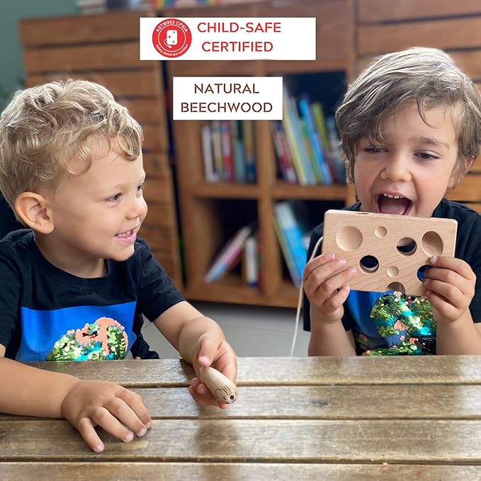 Montessori Wooden Cheese Lacing and Threading Activity Toy: Early Educational Fun for Babies, Toddlers, Boys, and Girls