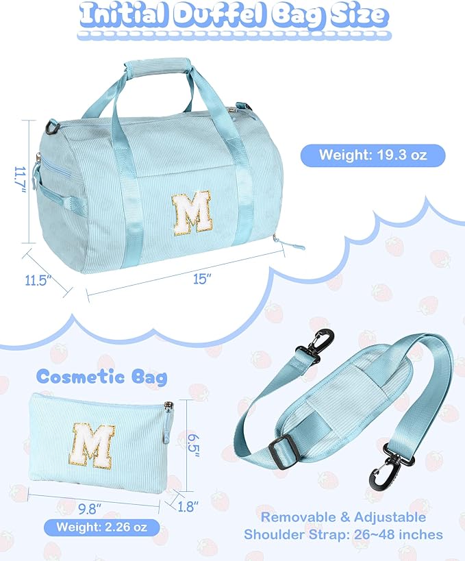Cute Preppy Stuff for Daughter, Girls Gym Bag, Kids Personalized Dance Bags with Shoe Compartment, Customized Travel Duffle with Toiletry Bag, Gifts for Teenager (Letter D)