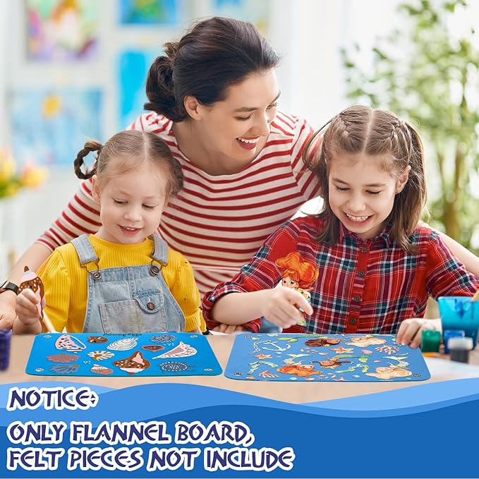 4 Pieces Felt Board for Toddlers Classroom Flannel Board Stories for Preschool Homeschooling, Kids Felt Story Activity Wall Hanging Children Birthday Gifts, 11.8 x 15.75 Inch (Blue)