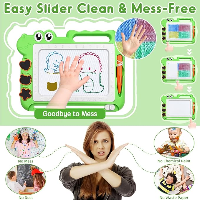 AiTuiTui Magnetic Drawing Board Toddler Toys Gift for Girls Boys, Color Sketch Writing Scribble Doodle Pad Travel Games, Educational Learning Kids Toys for Birthday or Valentine (Green)