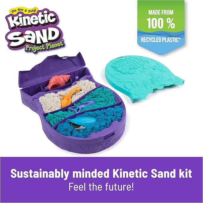 Kinetic Sand, Project Planet Deep Sea with 24oz Play Sand & Sea Creature Tools, Sustainably Minded Eco Friendly Materials, Sensory Toys for Kids