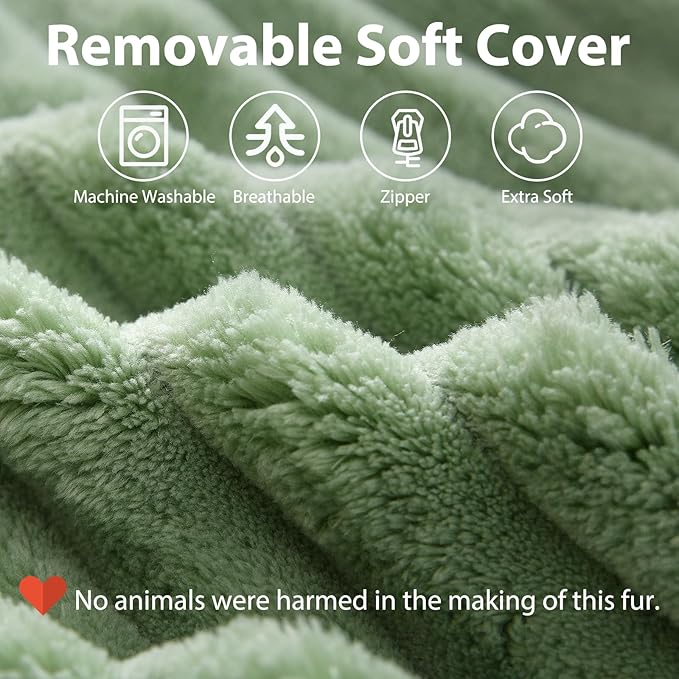 ENITYA 22" XL Reading Pillow with Armrests & Large Pockets, Supportive Back Pillow with Removable Cover, Ideal for Watching TV, Gaming, Resting, Sitting Up in Bedroom, Dorm, Sage Green