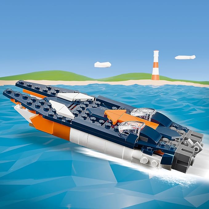 LEGO® Creator 3in1 Supersonic Jet 31126 Building Kit; Build a Jet Plane and Rebuild It into a Helicopter or a Speed Boat Toy