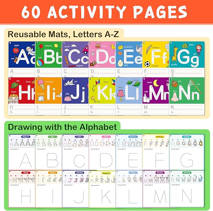 Elite Panda Preschool Learning Activities How to Draw with Alphabet, Letters Tracing Book for Kids Ages 3-5 Toddler Educational Game Coloring Kit Art Craft Supplies Toy Gifts Boy Girl 4-6 Years Old