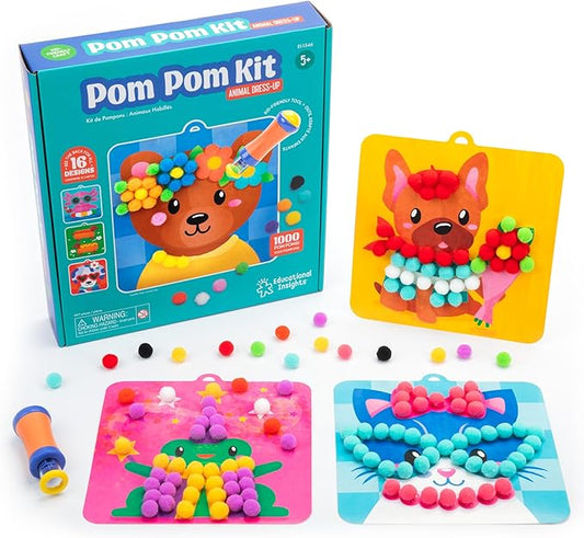 Educational Insights Pom Pom Kit - Arts and Crafts for Kids, Toddler Art Supplies, Toddler DIY Sensory Activity, Gift for Girls and Boys Ages 5+