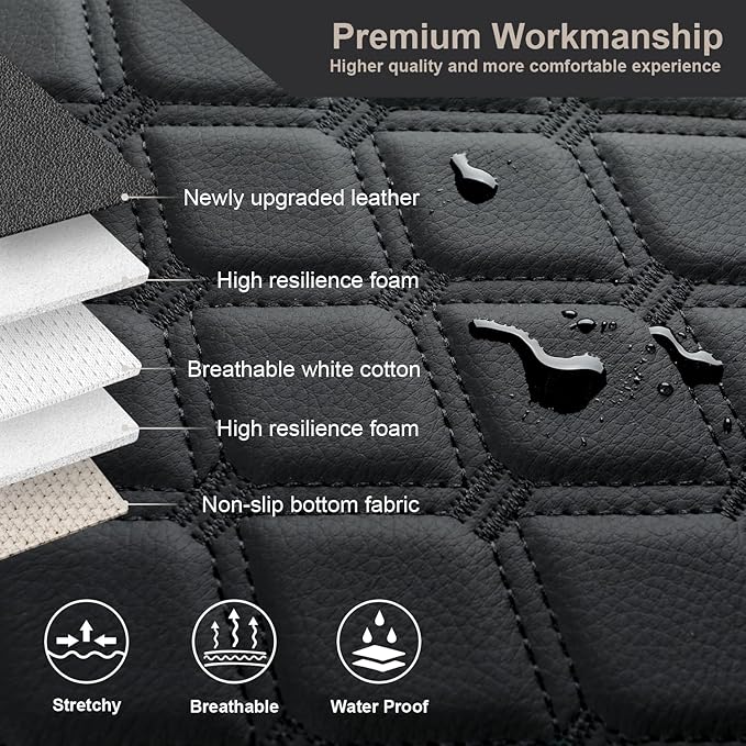 GIANT PANDA Custom Fit Console Cover for 2013-2018 Ram 1500 & 2013-2024 Ram 2500/3500/1500 Classic Model Jump Seat Console - Waterproof Faux Leather Armrest Center Cover - Full Protection - Black