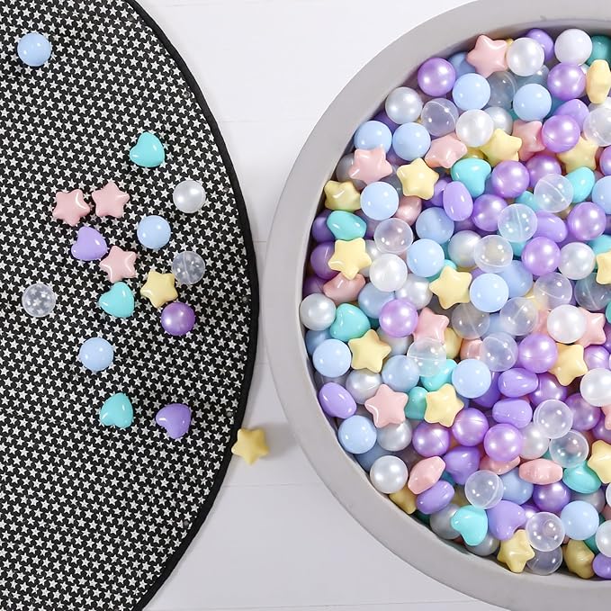 GOGOSO Shape Ball Pits Balls, Star Heart Plastic Play Balls for Toddlers Kids Children, DIY Giant Friendship Bracelet Banner