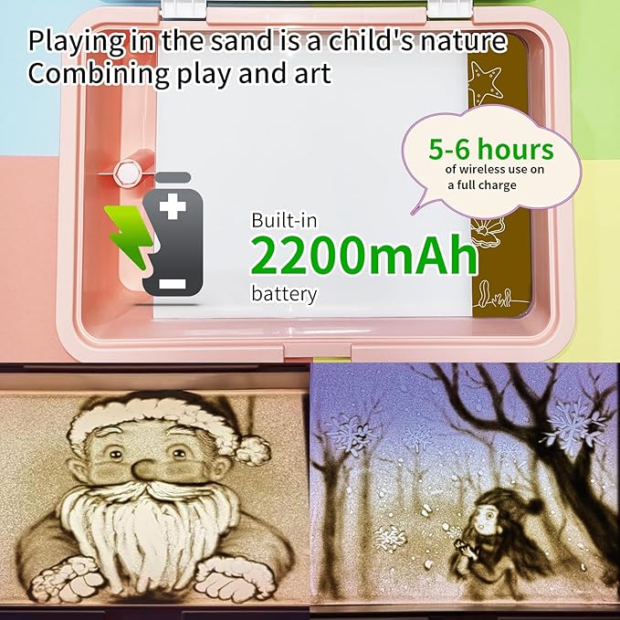 18" Rechargeable Sand Painting Light Box with Lid Toddler Light Table Toys Light Up Sand Tray for Kids 3 Color Modes & 10 Levels Adjustable Brightness Sand Sensory Table Gifts for Kids