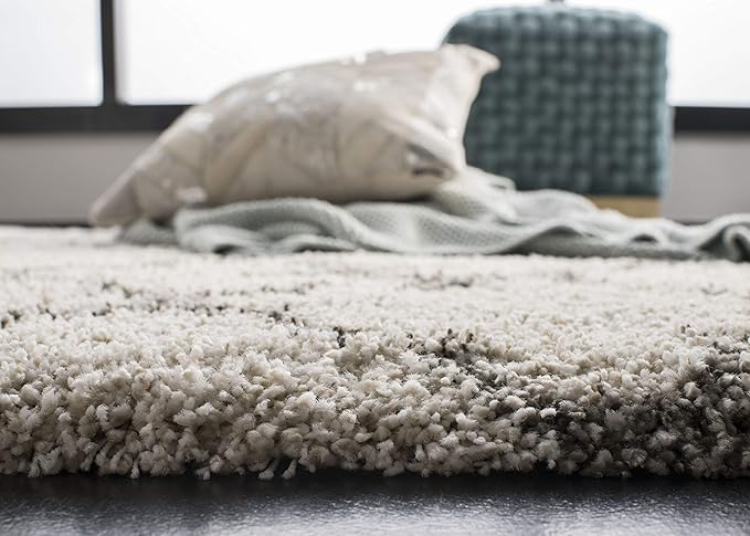 SAFAVIEH Hudson Shag Collection Area Rug - 5'3" x 7'6", Ivory & Grey, Moroccan Trellis Design, Non-Shedding & Easy Care, 2-inch Thick Ideal for High Traffic Areas in Living Room, Bedroom (SGH282A)