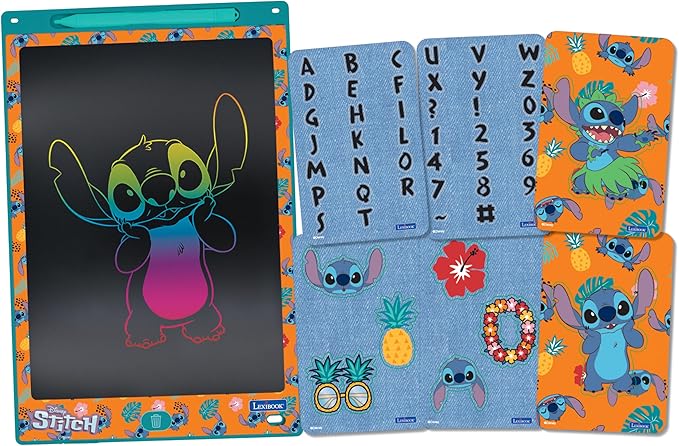 Lexibook, Disney Stitch Magic Slate, Art and Craft Toy for Girls and Boys, A4 Size with Multicolored Drawings, Blue / Orange, CRT10D
