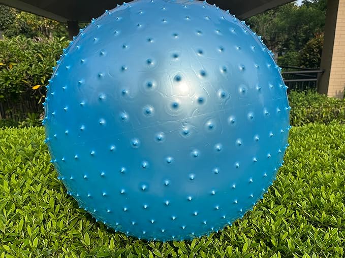 Large Sensory Massage Ball for Kids, 33.5" 85CM Bouncy Exercise Ball for Toddlers, Big Inflatable Ball with Tactile Spikes, Outdoor Ball Pool Ball Yoga Ball, Large Beach Ball (1 SET Bluish Gray BALL)