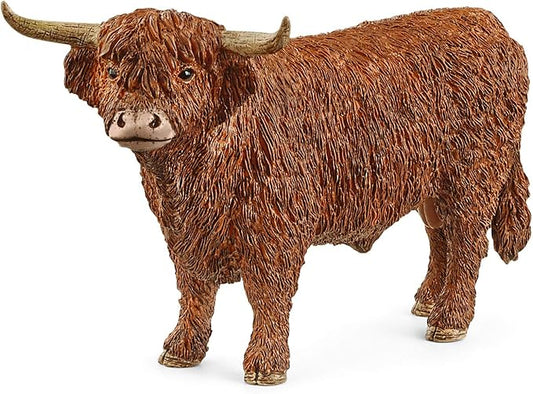 Schleich Farm World Realistic Highland Bull Cow Animal Figurine - Highly Detailed and Durable Farm Animal Toy, Fun and Educational Play for Boys and Girls, Gift for Kids Ages 3+