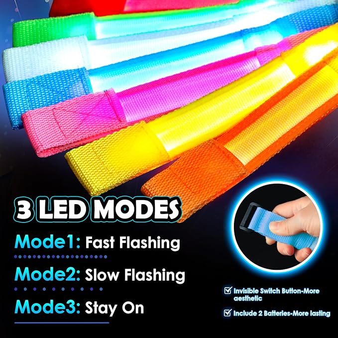 14/7 PCS LED Glow Bracelets, LED Light Up Bracelets for Kids Adults, Glow in The Dark Party Favors Supplies for Valentine's Day Gifts, Night Events, Concerts Rave Sports Accessories…