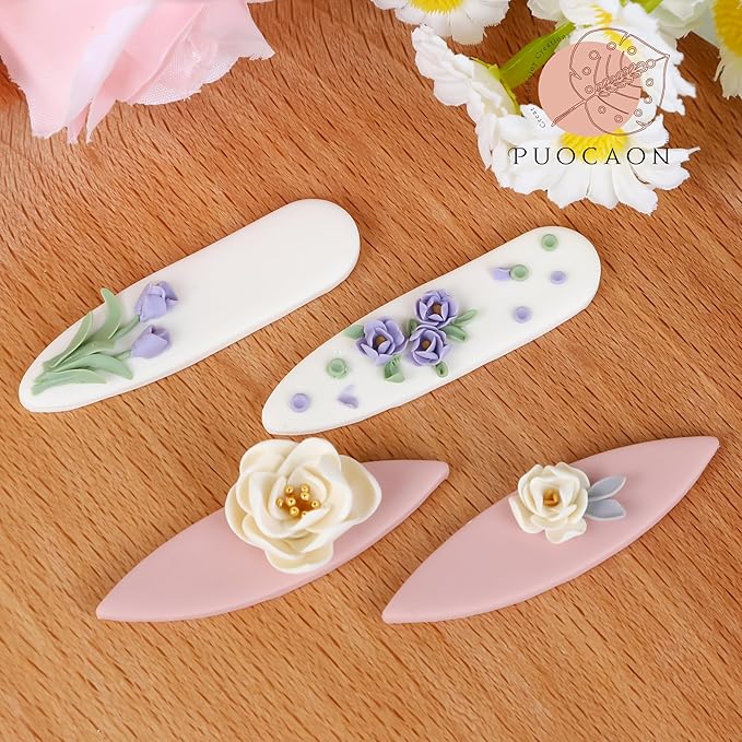 Puocaon Basic Polymer Clay Cutters - 12 Pcs Clay Cutters for Polymer Clay Jewelry, Hair Clip Clay Cutters, Polymer Clay Cutters for Girls Barrettes Jewelry Making, Long Oval Clay Jewelry Cutters