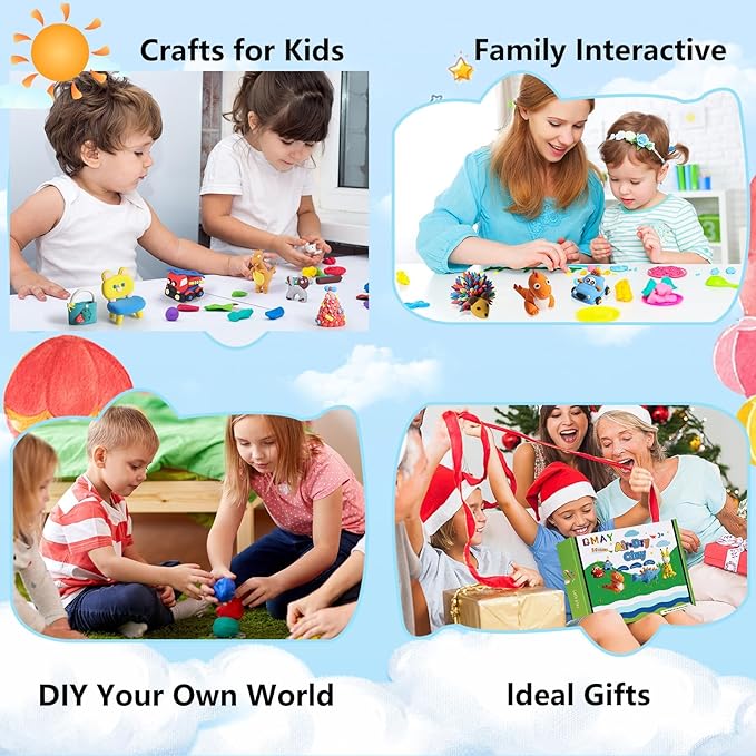 Air Dry Clay Kit - QMay 50 Colors DIY Modeling Clay Ultra Light Magic Clay, Nontoxic & Soft Clay with Sculpting Tools and Decoration Accessories, Art Craft Gift for Kdis 3-12