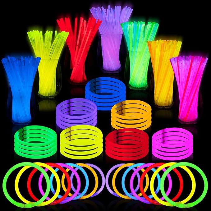 JOYIN 400 Pcs 8" Glowsticks, Bracelets Necklaces, Glow in the Dark Party Favors, Easter, Christmas, Halloween Supplies Pack, Football Party Supplies