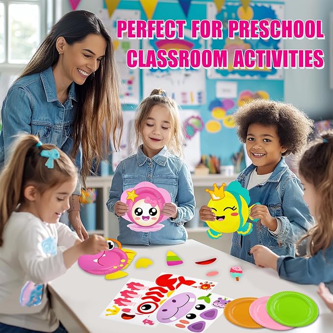 16 Pack Arts and Crafts for Kids, Toddler Crafts Animal Paper Plate Art Kit Gift for 3 4 5 6 Year Old Boys Girls DIY Kids Crafts for Birthday Party Favor Preschool Classroom Party Games