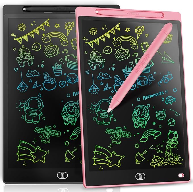 [2 Pack] Genialba LCD Writing Tablet 8.5-Inch Colorful Doodle Board, Toddler Learning Educational Toys Gifts for 3-8 Years Old Girls and Boys, Electronic Drawing Pad for Kids (Pink&Black)