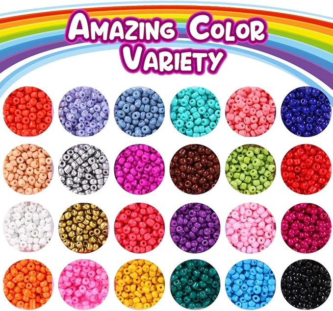 Goody King Jewelry Making Kit Beads for Bracelets - 5000+pcs Bead Craft Kit Set, Glass Pony Seed Letter Alphabet DIY Art and Craft - Gift for Her Women Kid Age 6 7 8 9 (4mm)